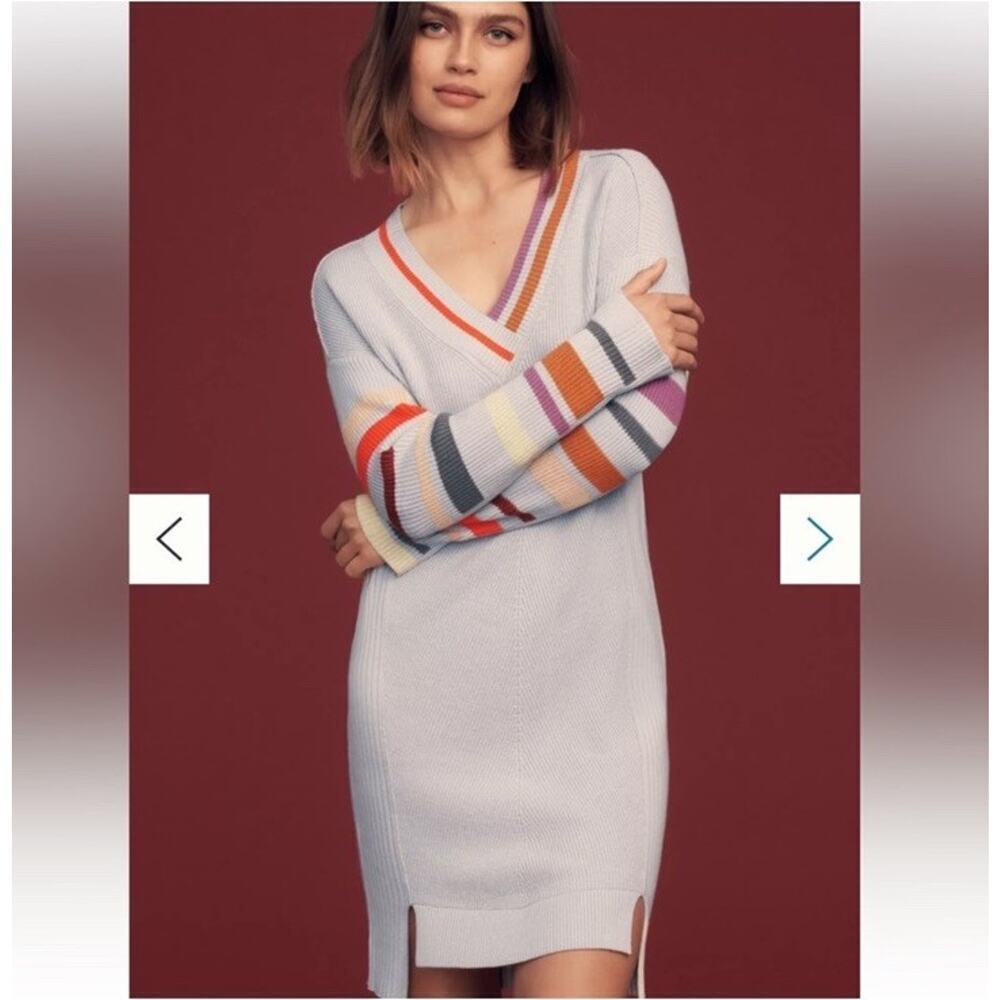 Anthropologie Daily Practice Knit Stripe Long Sleeve Sweater Dress Size Medium